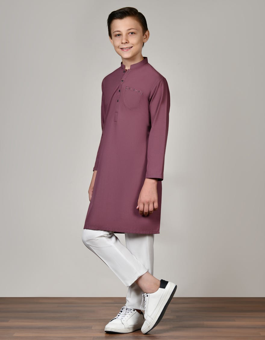 Mauve Blended Kid's Kurta | Jck-S-46181