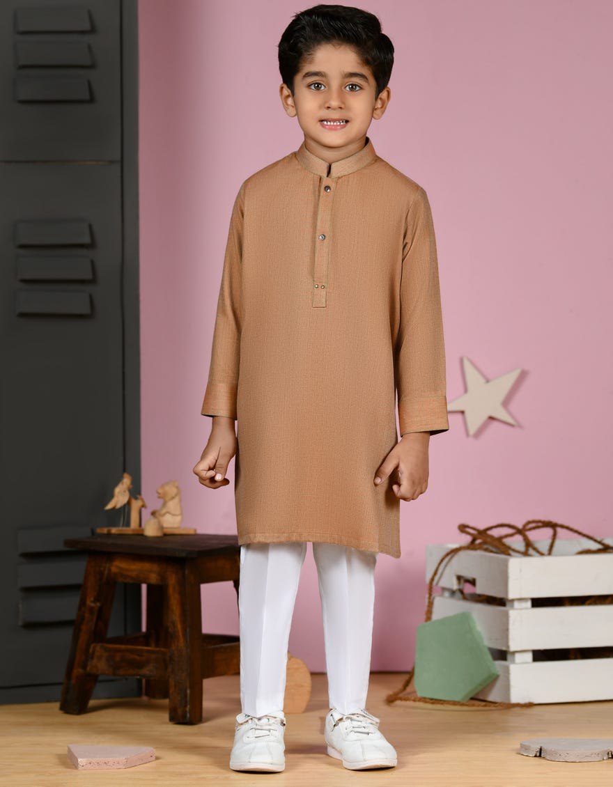 Orange Blended Kid's Kurta | Jck-S-46189