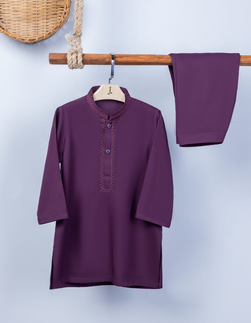 Eggplant Purple Blended Kameez Shalwar | Jjiks-A-46194