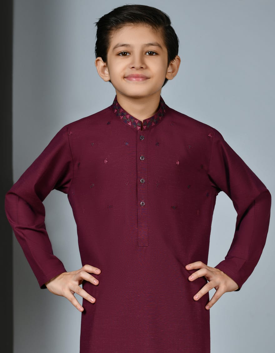 MAROON BLENDED KAMEEZ SHALWAR | JCKS-A-46204