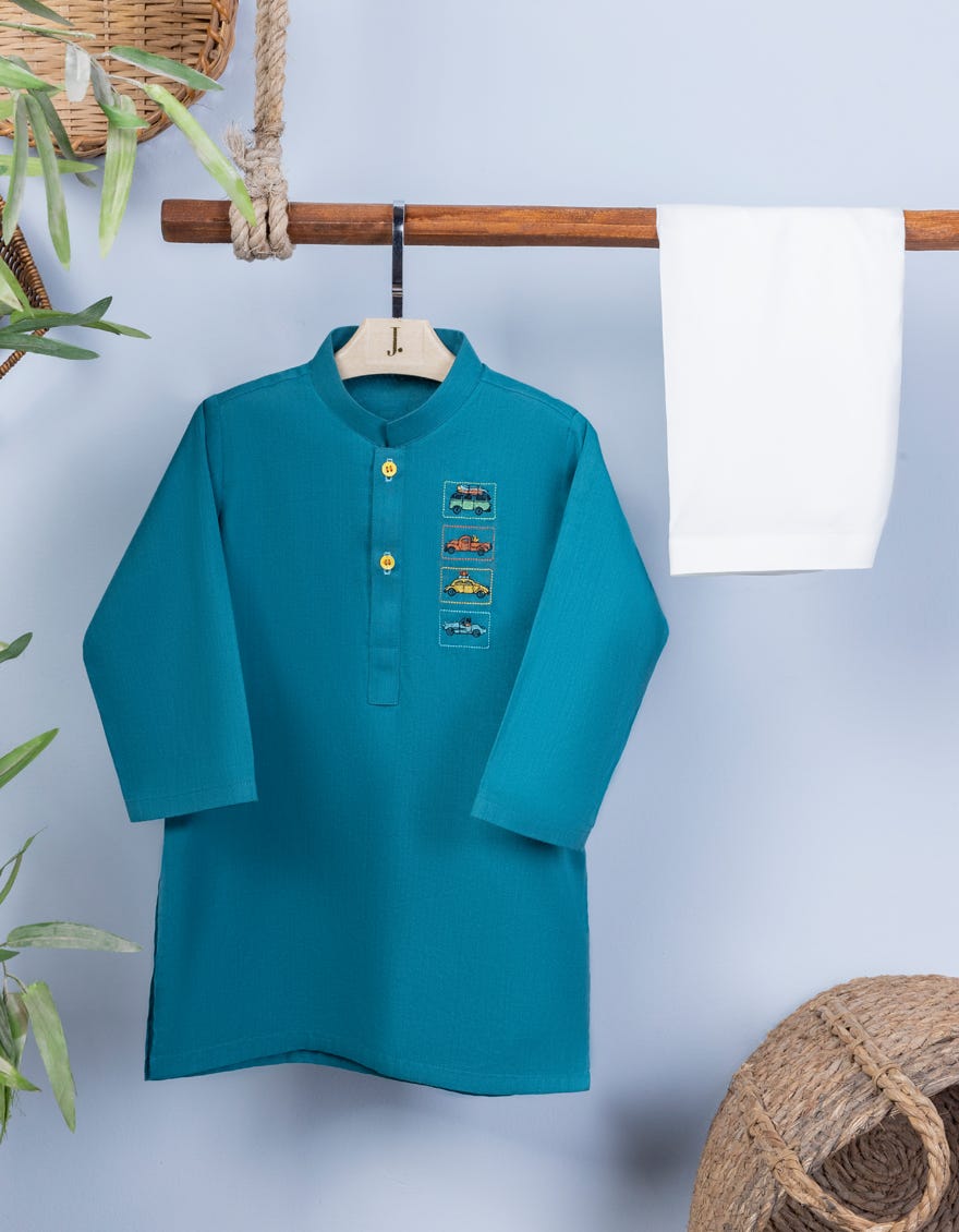 Turquoise Cotton Kameez Shalwar | Jjiks-S-46205