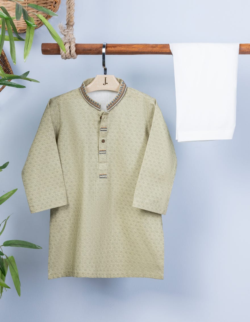 Lime Green Slub Kameez Shalwar | Jjiks-W-46207