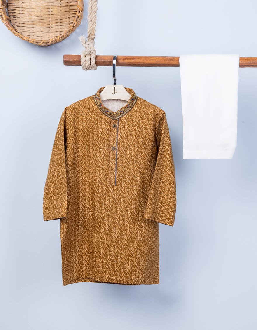 Brown Slub Kameez Shalwar | Jjiks-A-46209