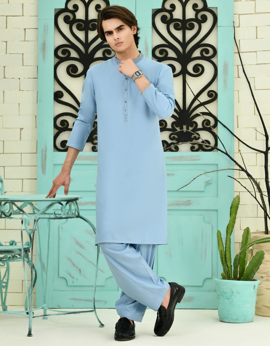 Sky Blended Teen Boy's Kameez Shalwar | Jtks-S-46331