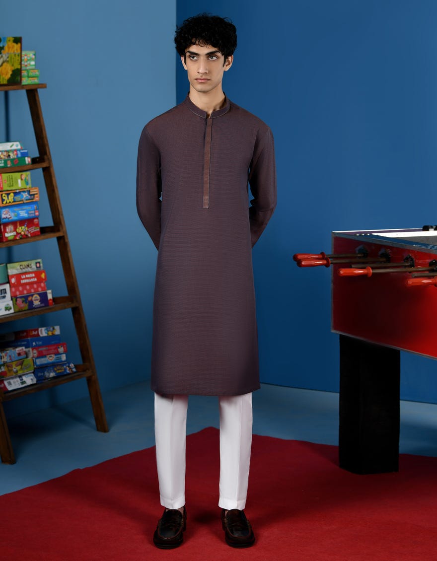 Brown Cotton Teen Boy's Kurta | Jtk-A-46232