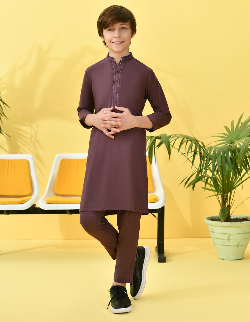 Dark Plum Blended Kurta Pajama | Jckp-S-46235