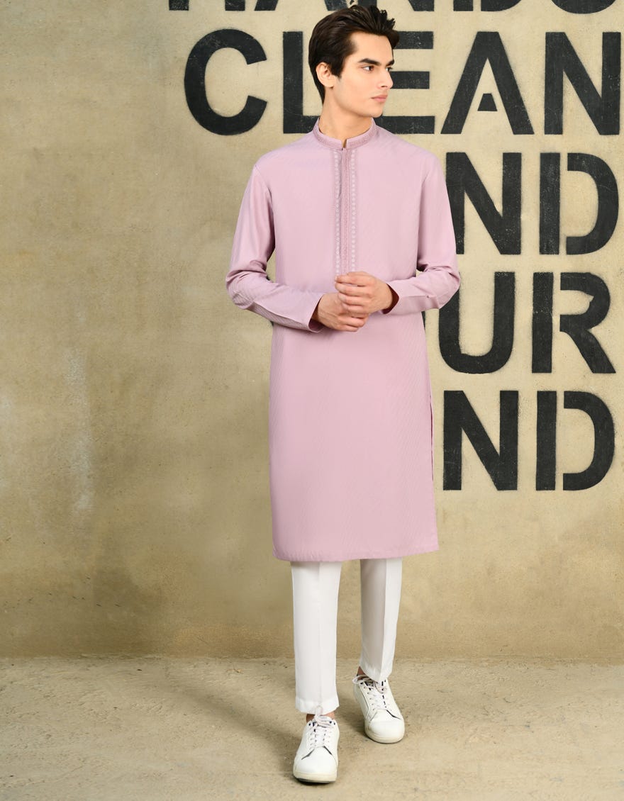 Light Violet Blended Teen Boy's Kurta | Jtk-S-46237