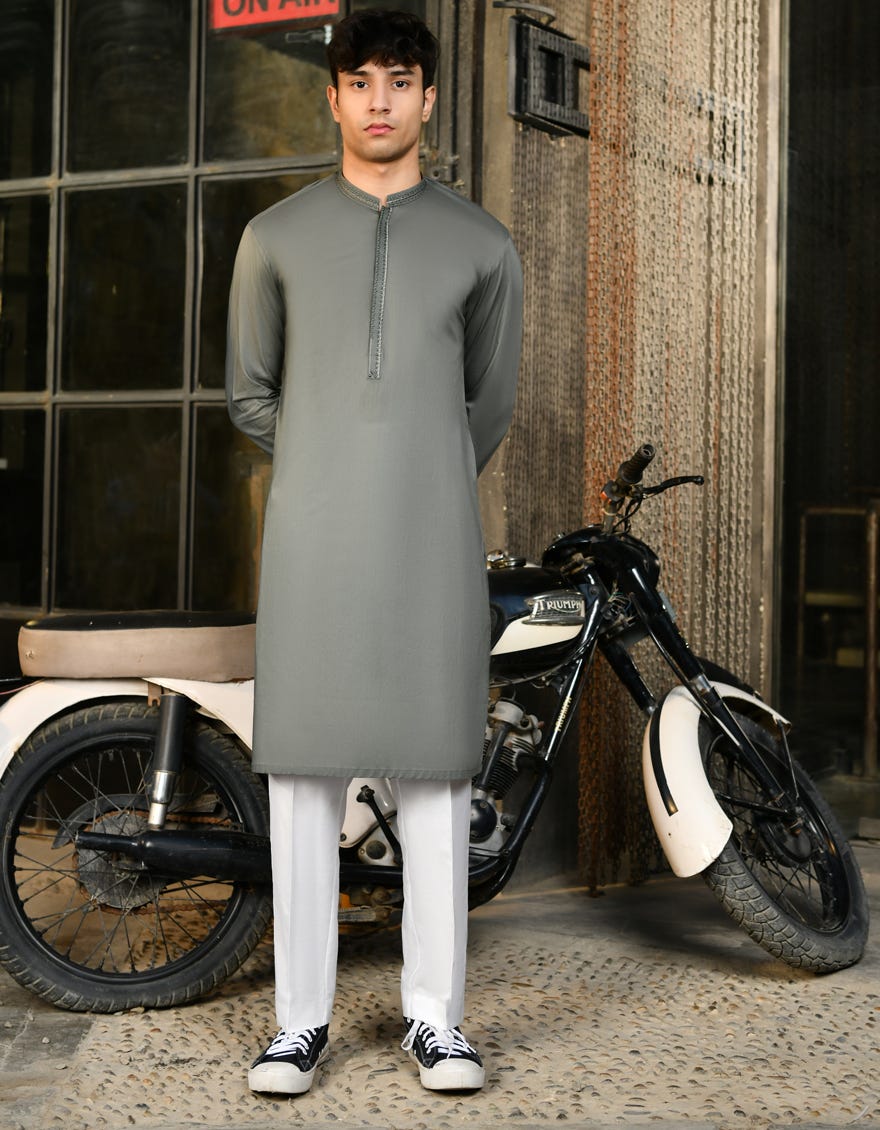 Sage Green Cotton Teen Boy's Kurta | Jtk-S-46242