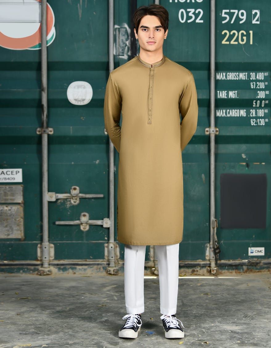 Light Brown Cotton Teen Boy's Kurta | Jtk-S-46246