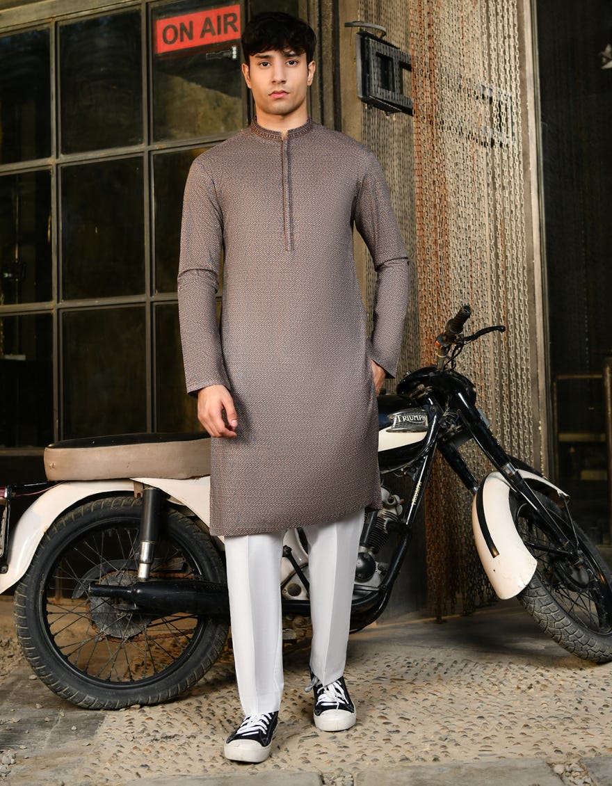 Light Brown Cotton Teen Boy's Kurta | Jtk-S-46261