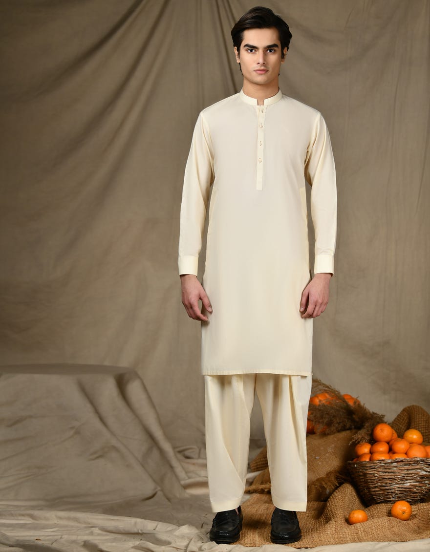 Cream Cvc Teen Boy's Kameez Shalwar | Jtks-S-46266