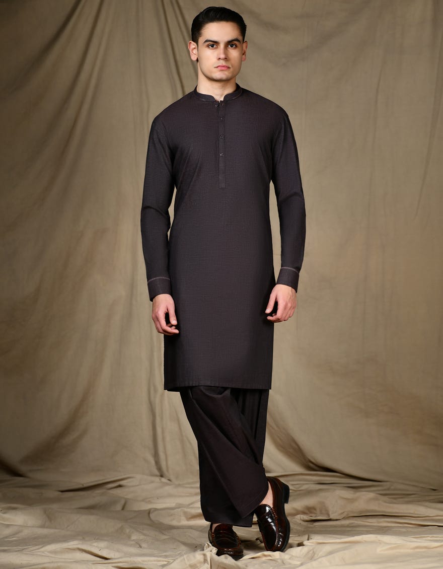 Dark Purple Cotton Teen Boy's Kameez Shalwar | Jtks-S-46267