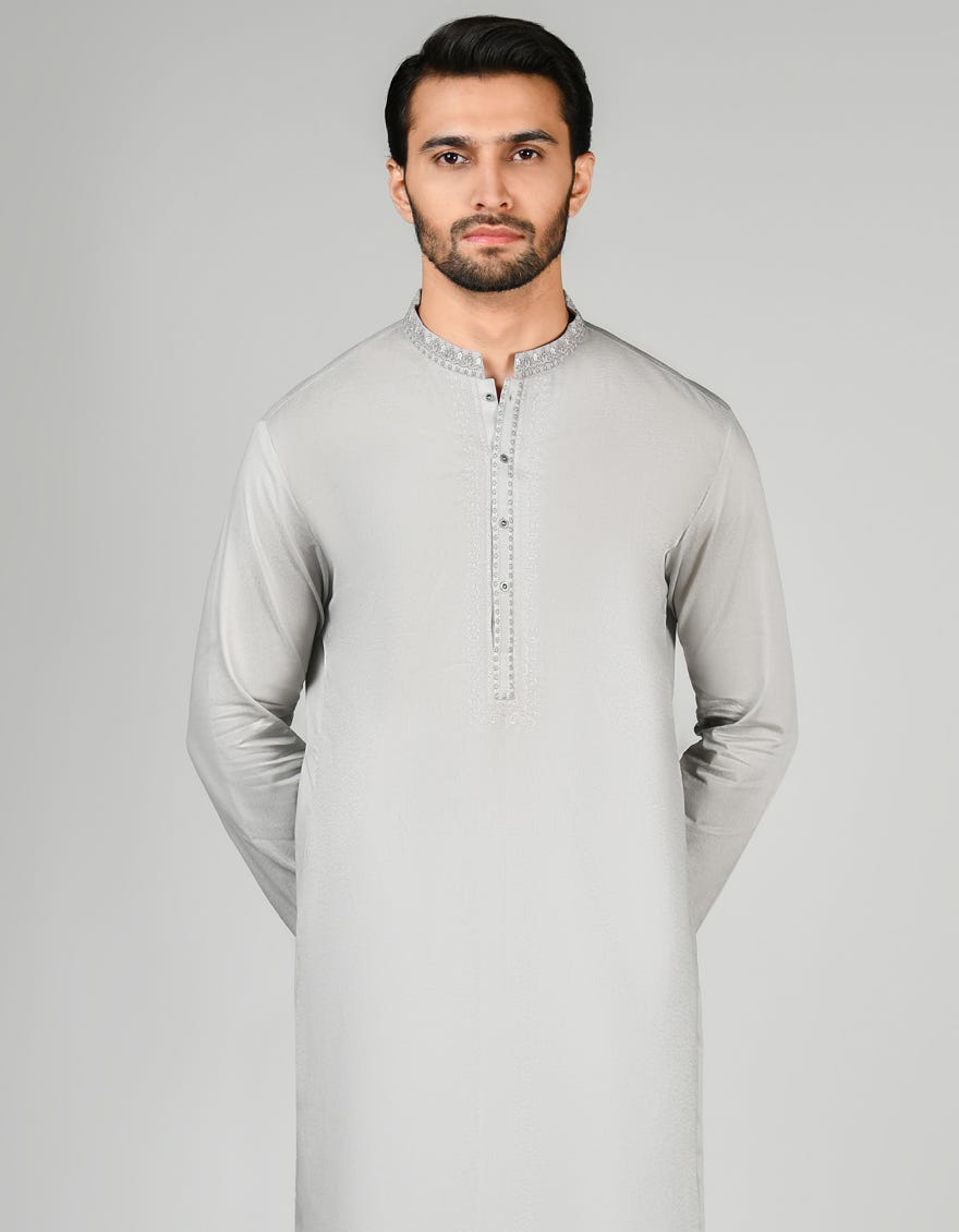 DULL GREY COTTON KURTA | JJK-S-46275