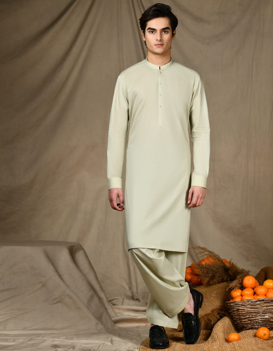 Sage Green Cotton Teen Boy's Kameez Shalwar | Jtks-S-46277