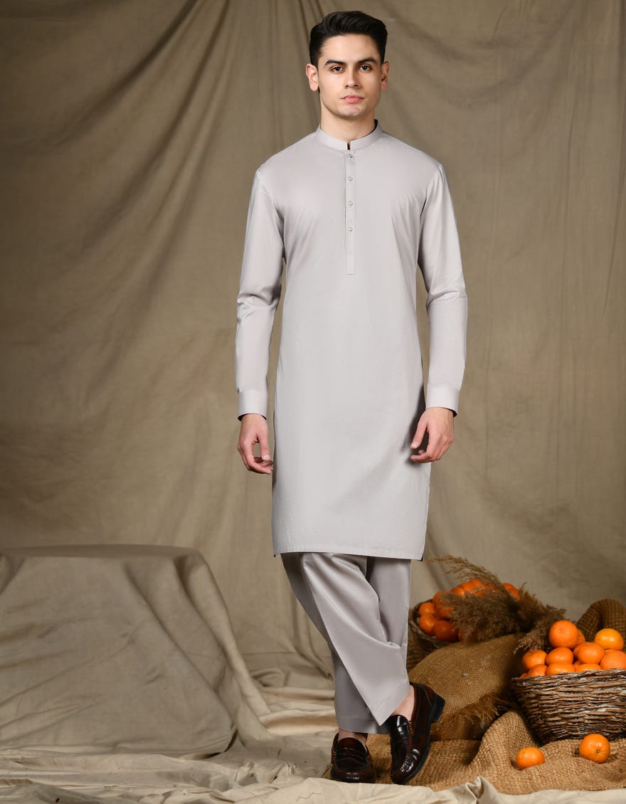 Smoke Grey Cotton Teen Boy's Kameez Shalwar | Jtks-S-46278