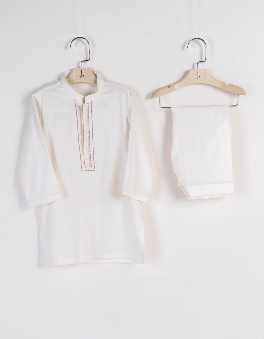 Off White Polyester Kameez Shalwar | Jjiks-S-46284