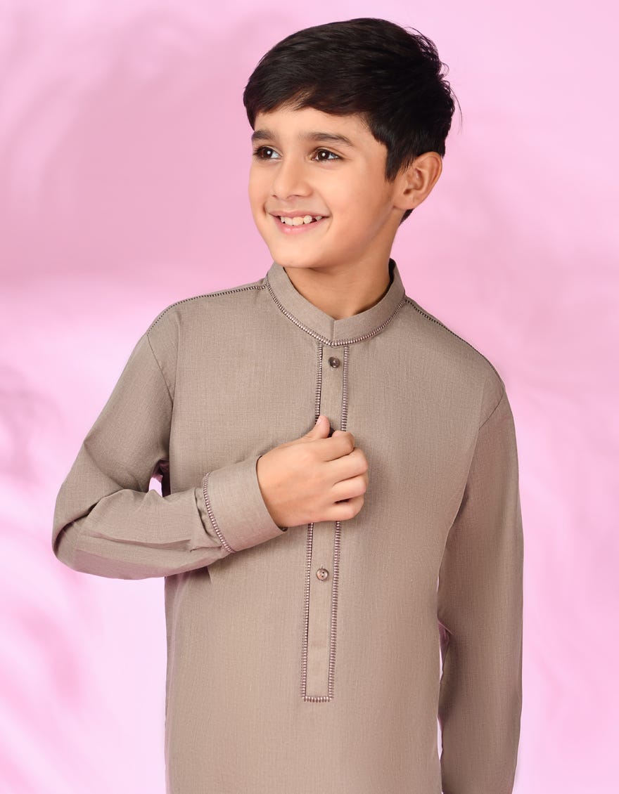 LIGHT BROWN BLENDED KURTA PAJAMA | JCKP-S-46288