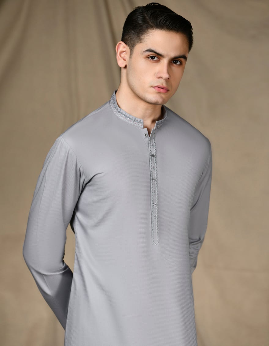 Grey Cotton Kurta Pajama | Jtkp-S-46305