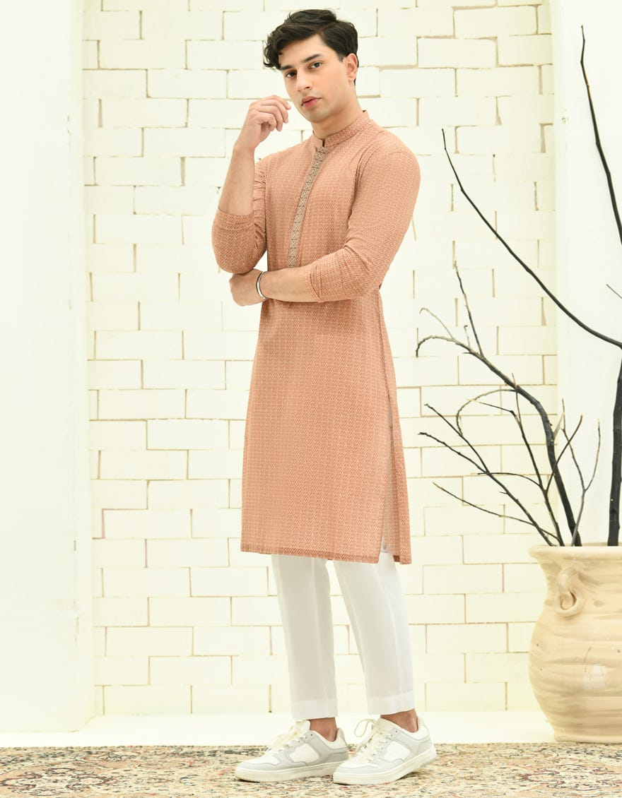Rust Cotton Teen Boy's Kurta | Jtk-S-46310