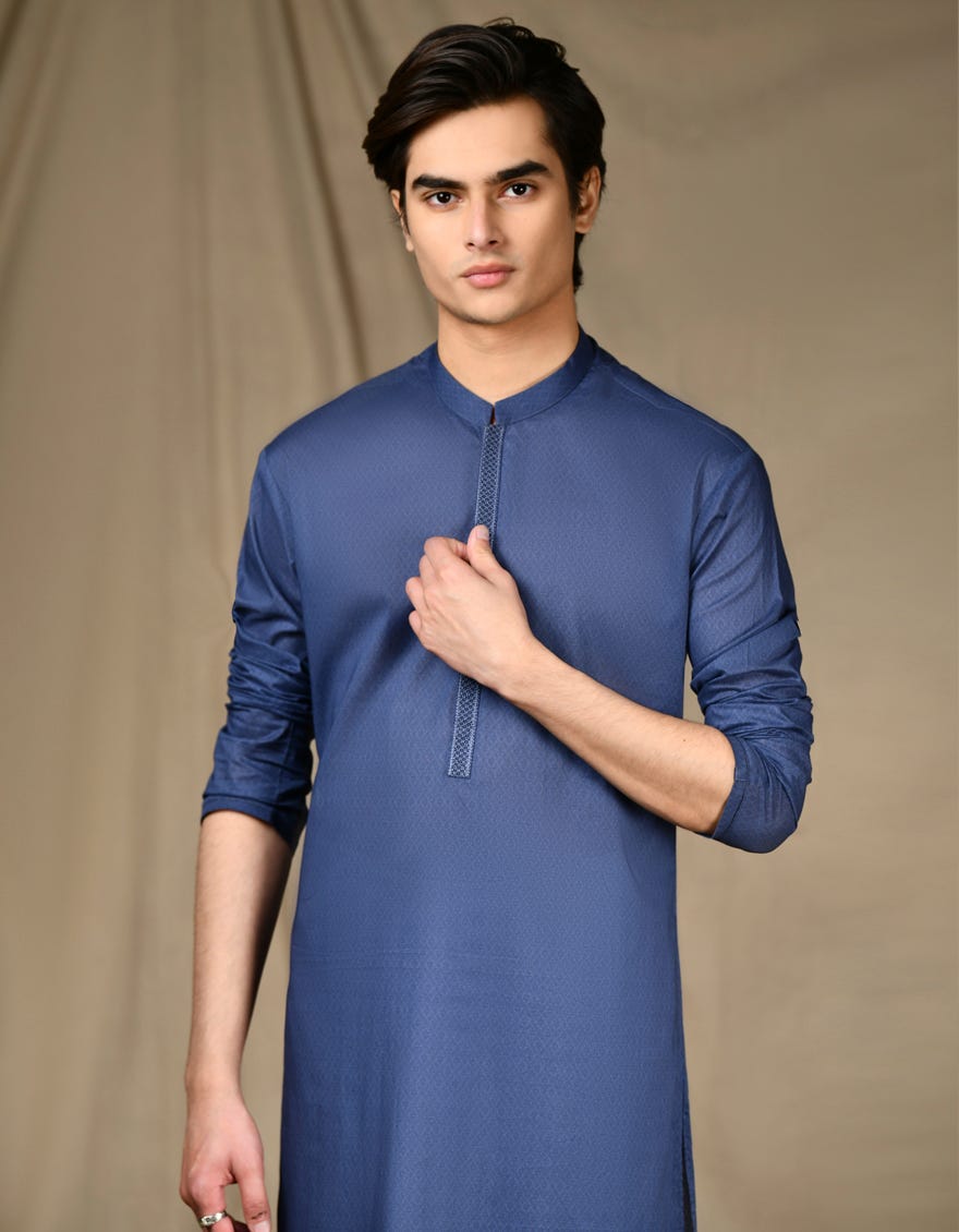 BLUE COTTON KURTA | JTK-S-46313