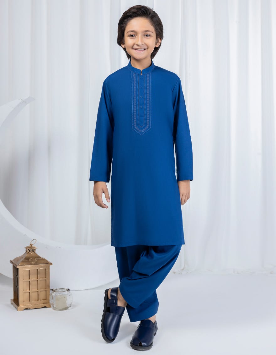Blue Blended Kid's Kameez Shalwar | Jcks-S-46320