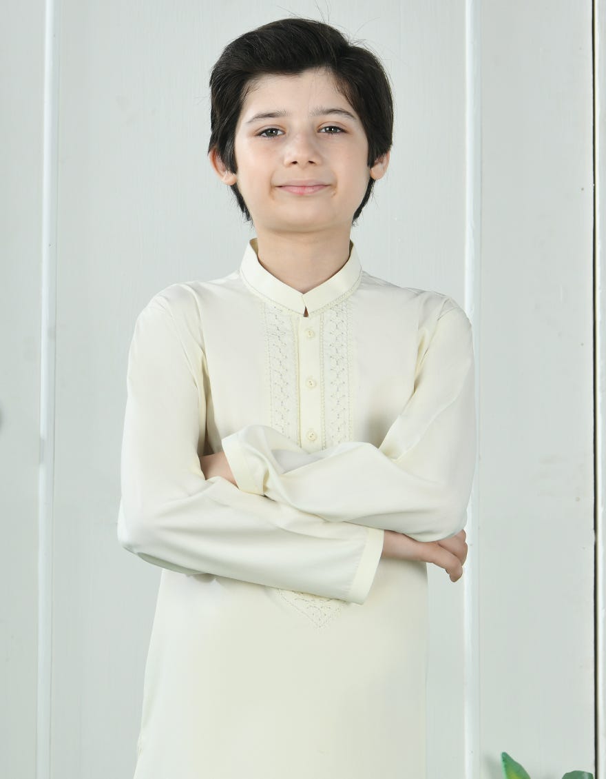 CREAM BLENDED KAMEEZ SHALWAR | JCKS-S-46321