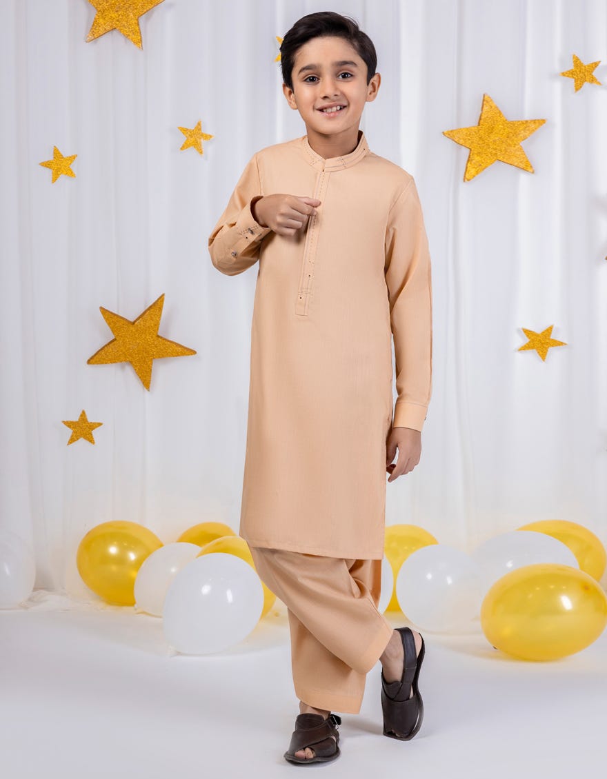 Sand Blended Kid's Kameez Shalwar | Jcks-A-46324