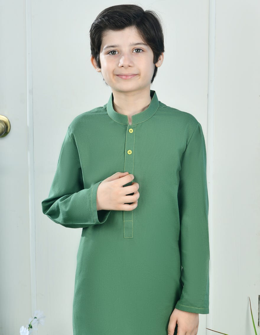 GREEN COTTON KURTA | JCK-S-46328