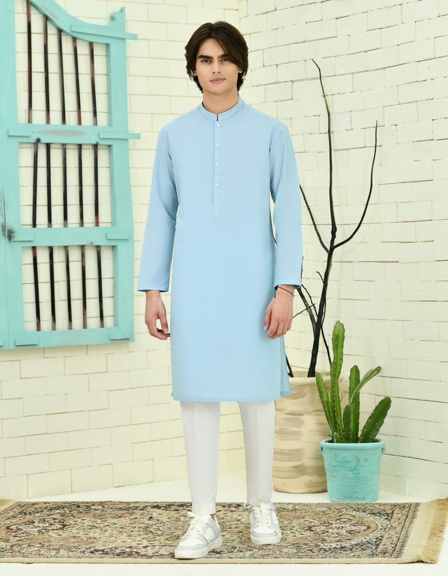 SKY BLUE BLENDED KURTA | JTK-S-46335