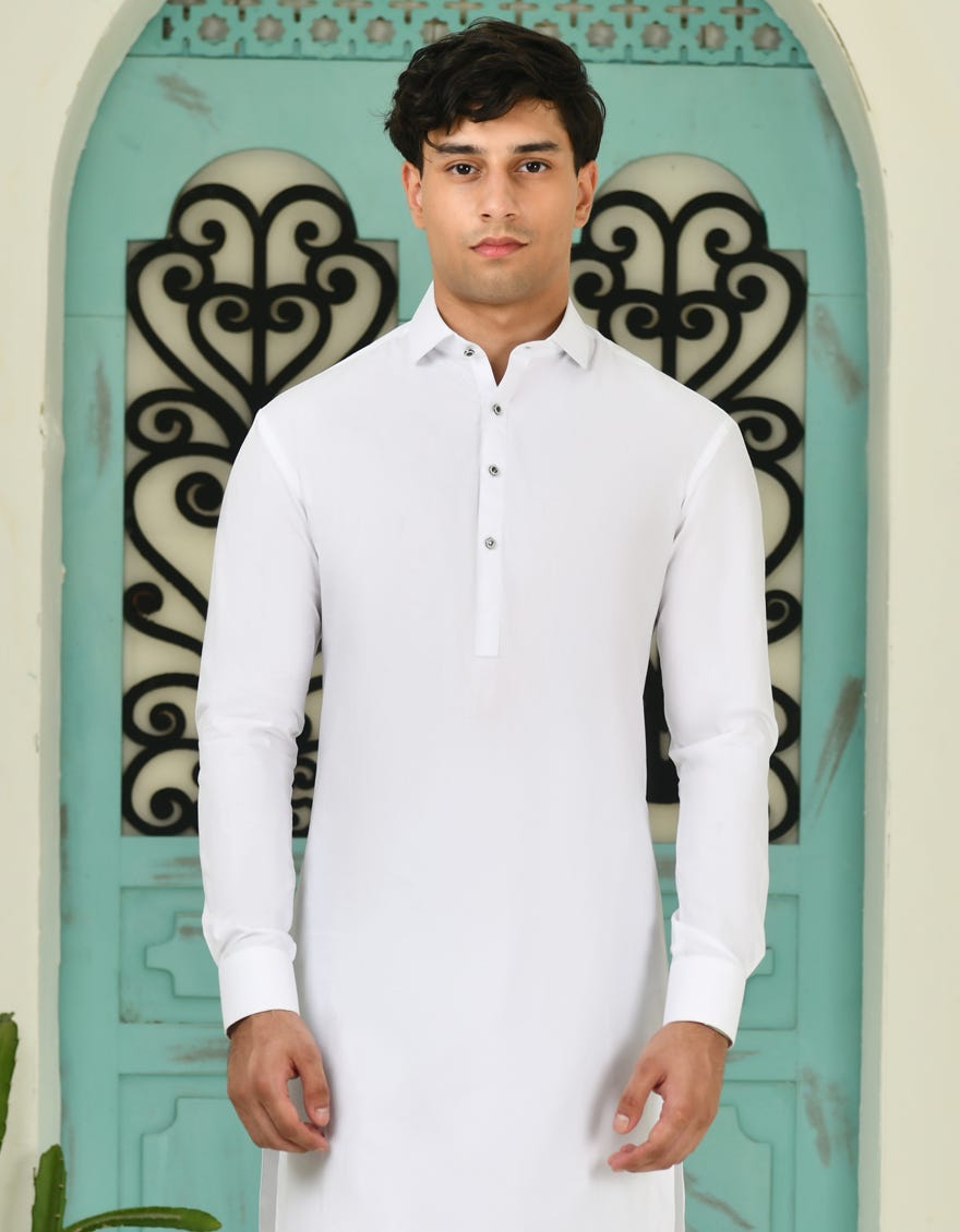 WHITE COTTON KAMEEZ SHALWAR | JTKS-S-46344