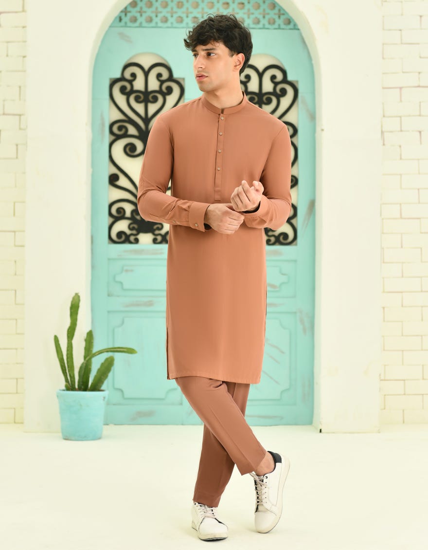 Orange Blended Kurta Pajama | Jtkp-A-46349