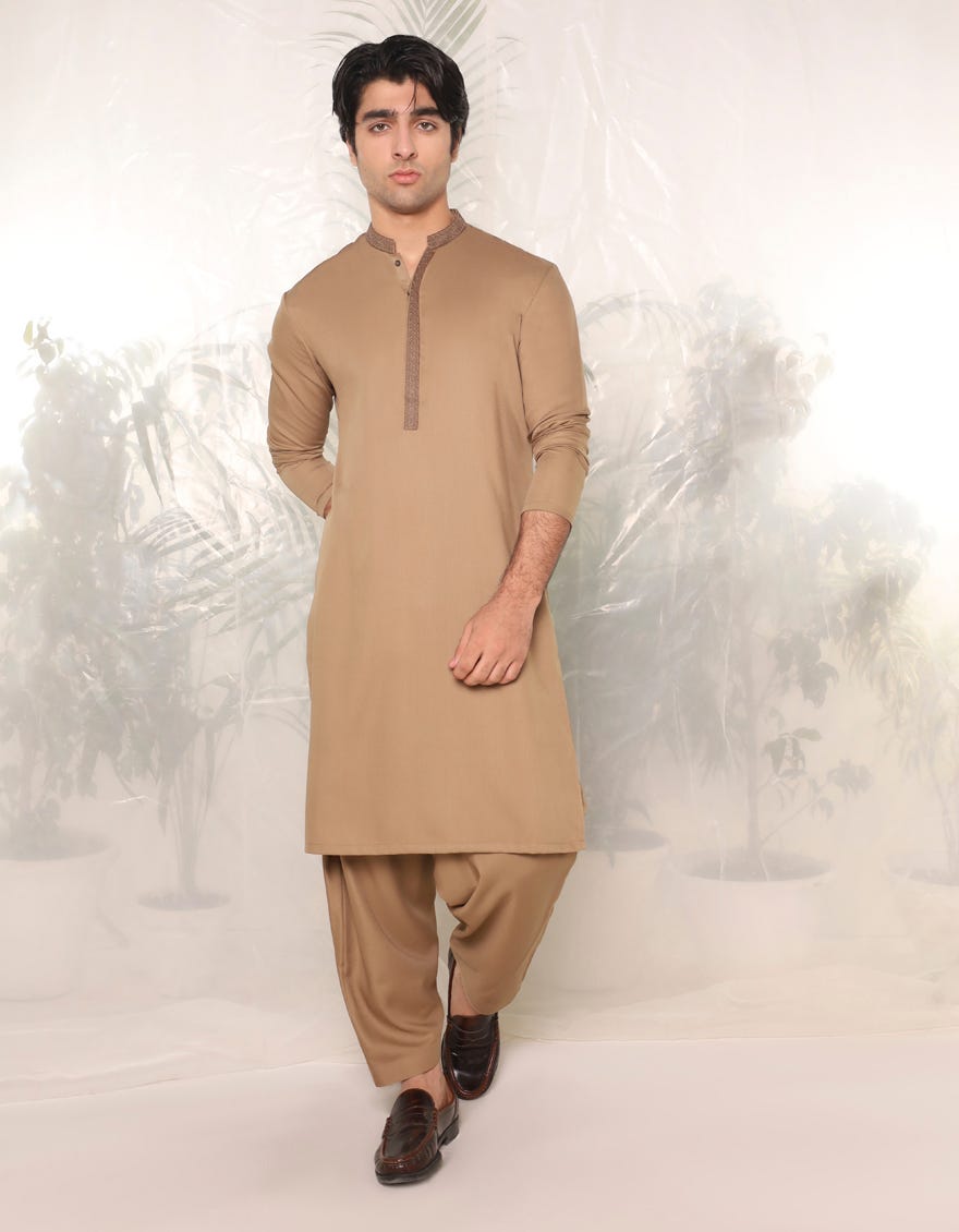 Coffee Blended Teen Boy's Kameez Shalwar | Jtks-A-46367