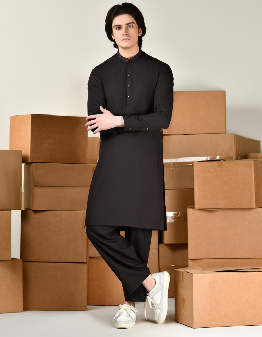 GREY BLENDED KAMEEZ SHALWAR | JTKS-A-46370