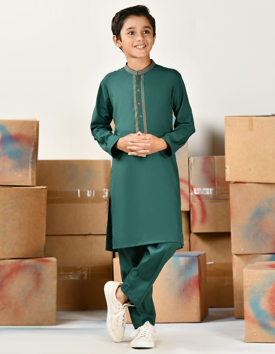Green Blended Kurta Pajama | Jckp-A-46393