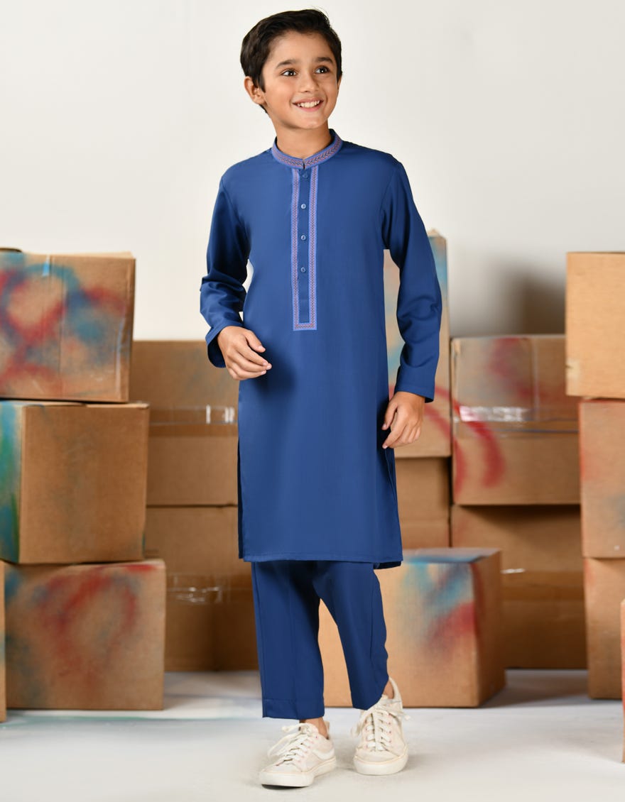 Blue Blended Kurta Pajama | Jckp-A-46394