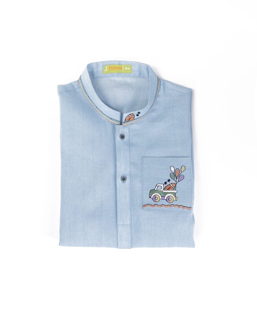 Sky Blue Blended Kameez Shalwar | Jjiks-A-46400