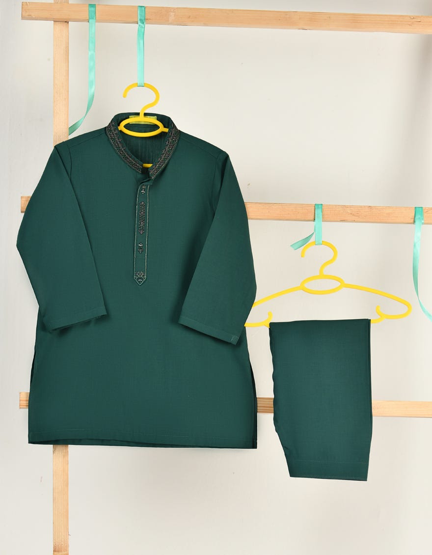 GREEN BLENDED KAMEEZ SHALWAR | JJIKS-A-46403