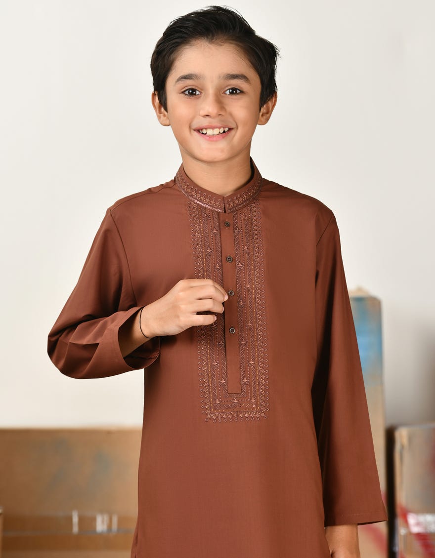 RUST BLENDED KAMEEZ SHALWAR | JCKS-A-46408