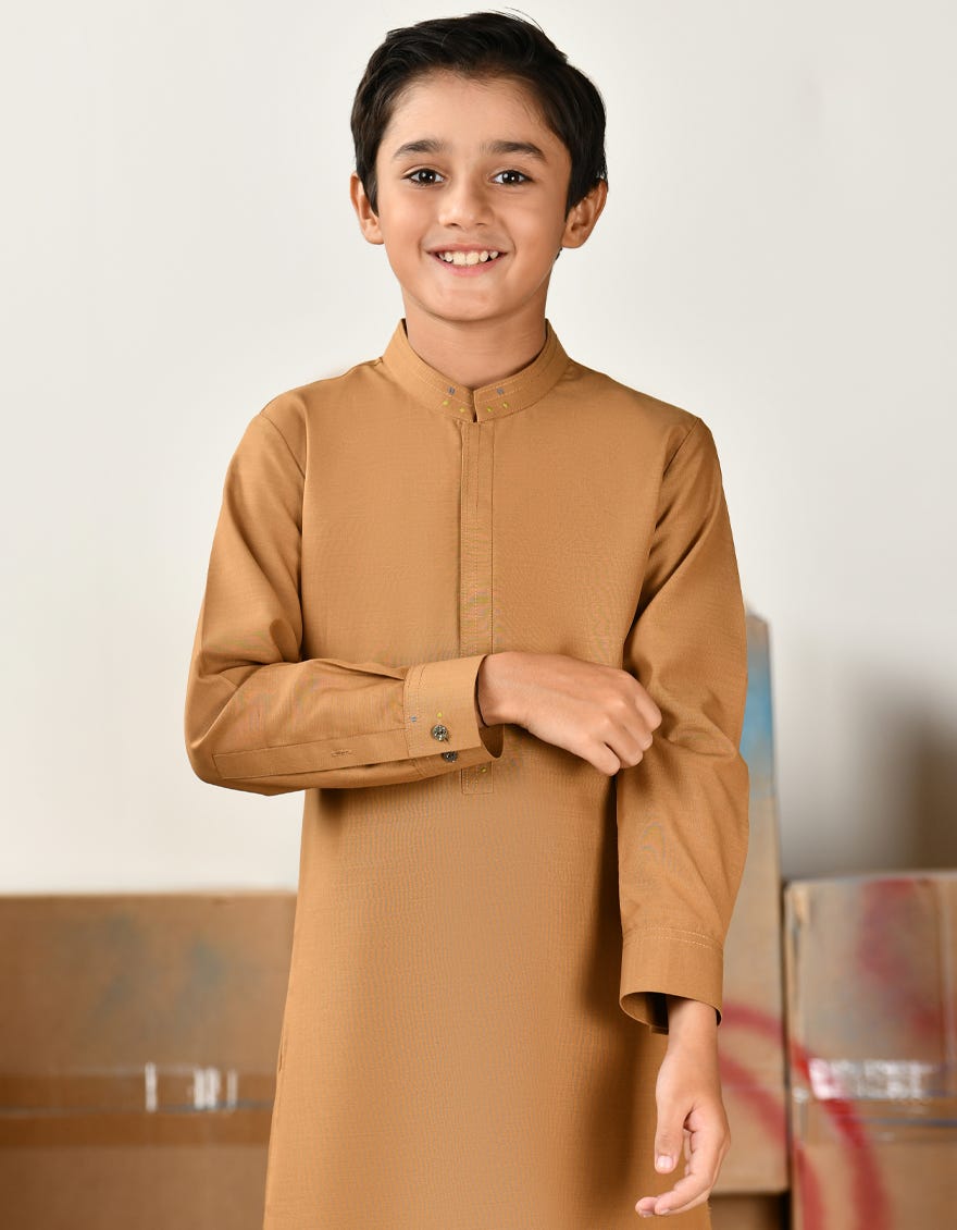 CAMEL BROWN BLENDED KAMEEZ SHALWAR | JCKS-A-46416