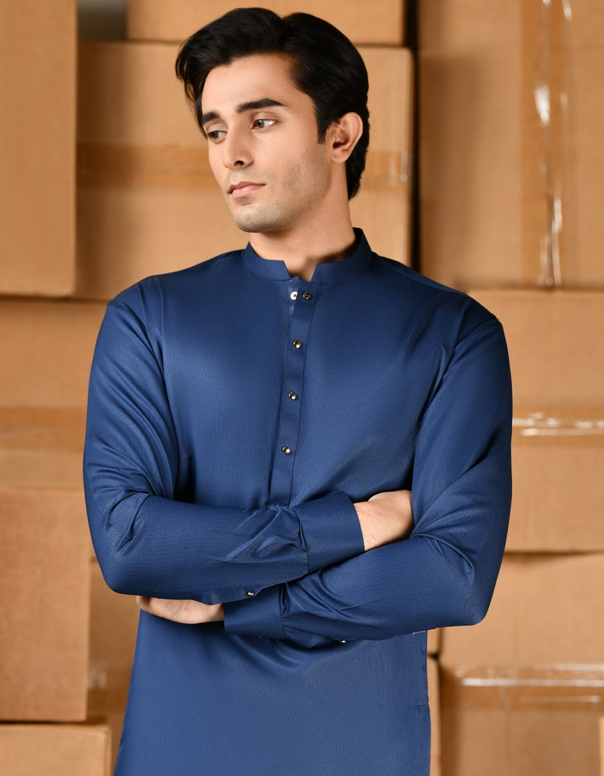 BLUE BLENDED KURTA PAJAMA | JTKP-A-46431