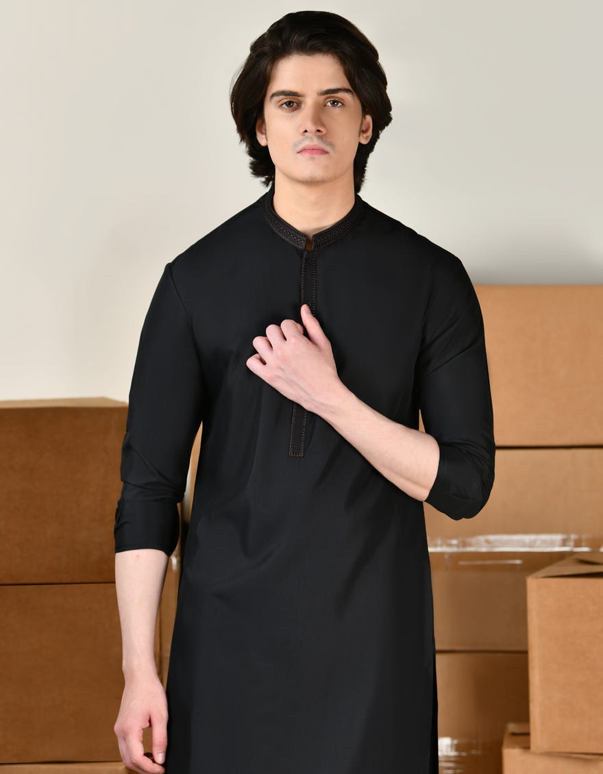 BLACK BLENDED KAMEEZ SHALWAR | JTKS-A-46434
