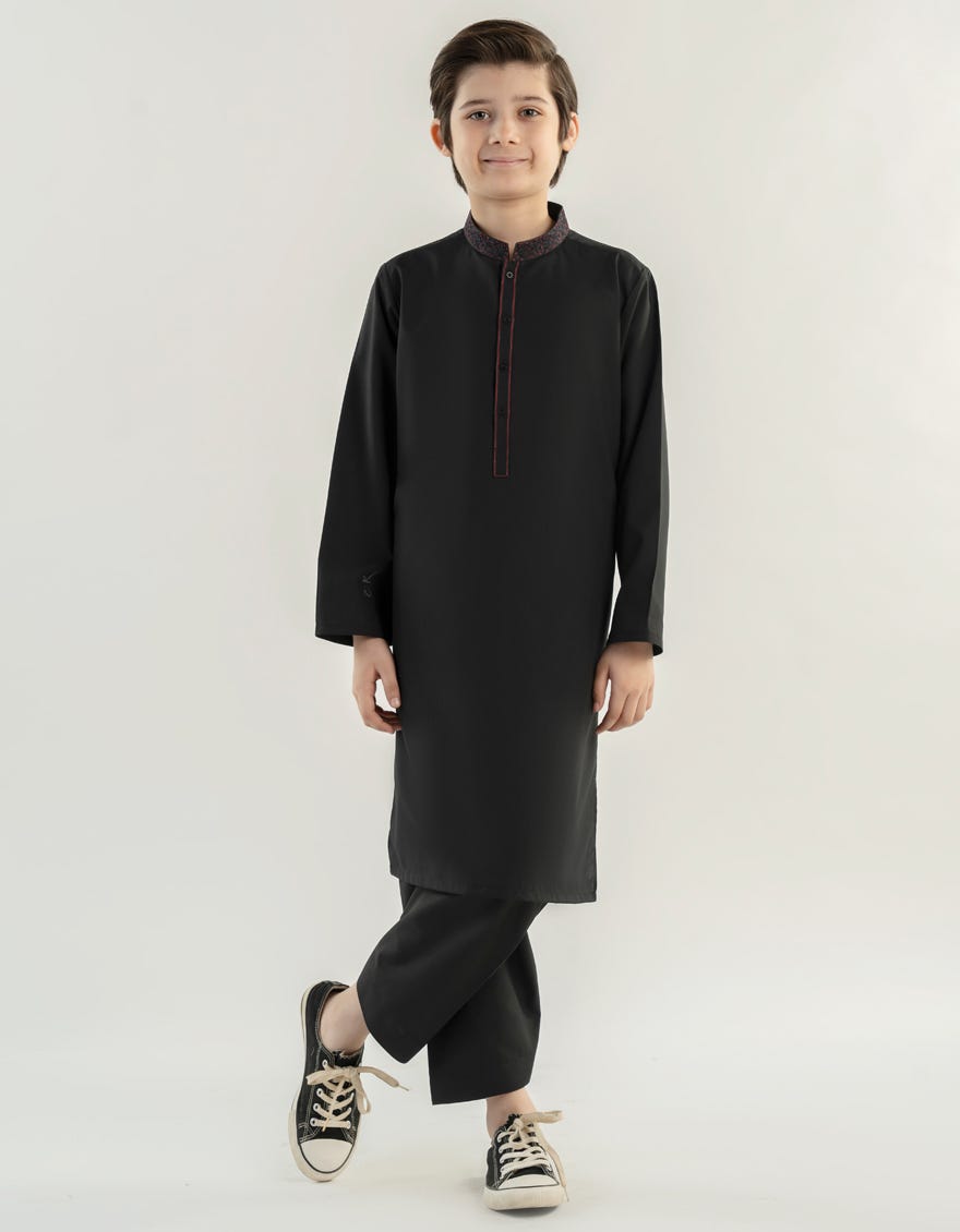 BLACK BLENDED KAMEEZ SHALWAR | JCKS-A-46440