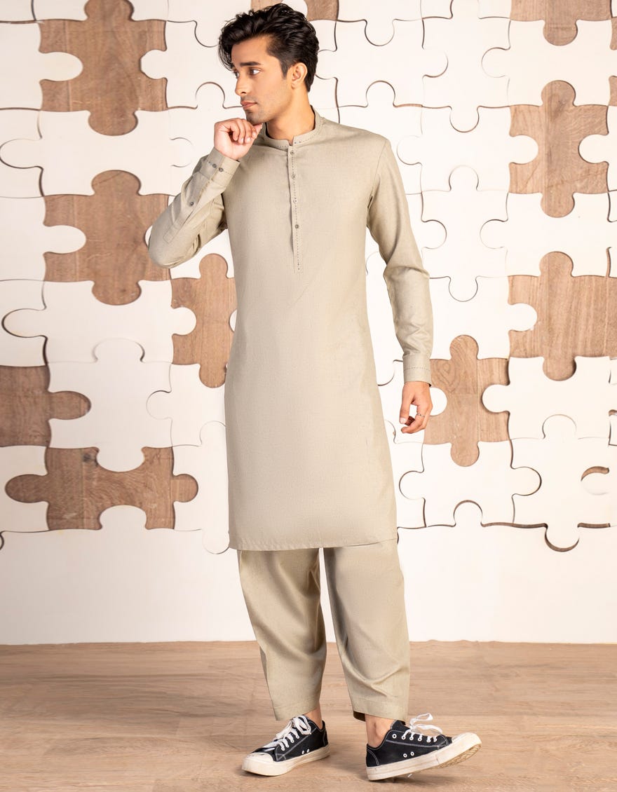 GREYISH GREEN BLENDED KAMEEZ SHALWAR | JTKS-A-46477