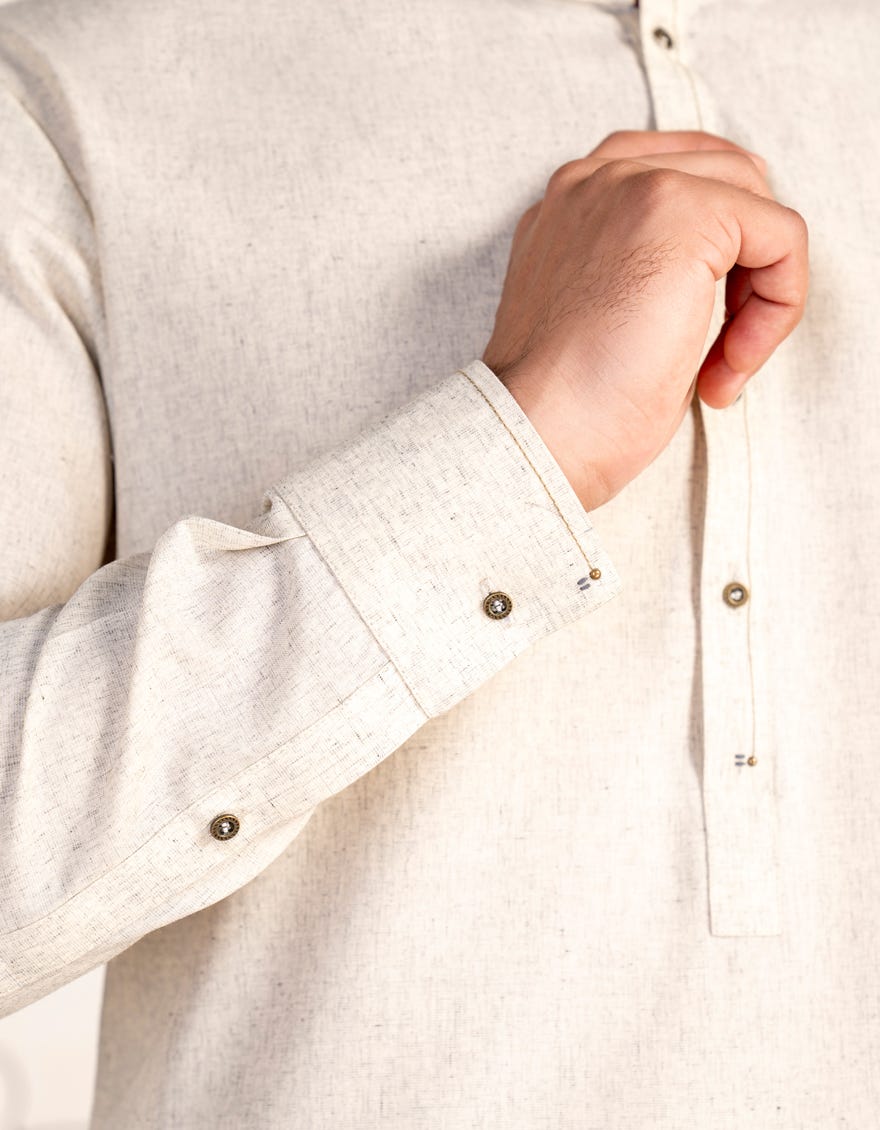 EGG WHITE BLENDED KAMEEZ SHALWAR | JTKS-A-46478