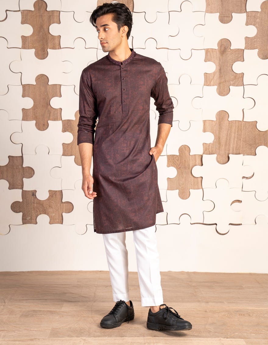 MAROON COTTON KURTA | JTK-A-46480