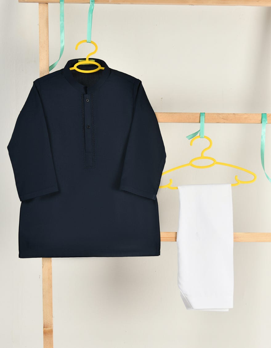 NAVY BLUE BLENDED KAMEEZ SHALWAR | JJIKS-A-46481