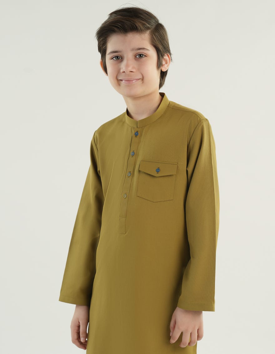 OLIVE GREEN BLENDED KURTA PAJAMA | JCKP-A-46483