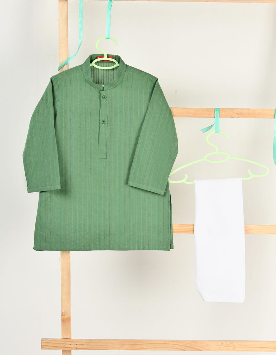 GREEN COTTON KAMEEZ SHALWAR | JJIKS-A-46489