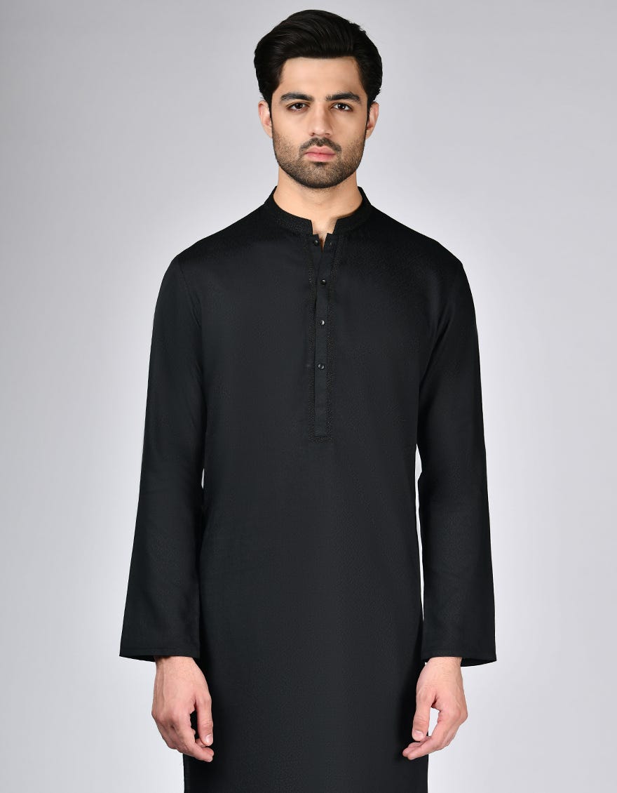 BLACK BLENDED KURTA | JJK-A-46496