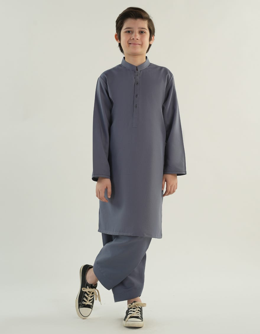 PIGEON BLUE BLENDED KAMEEZ SHALWAR | JCKS-A-46504